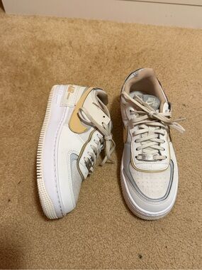 Nike Air Force 1 Shadow Women’s Size 7 Cream Beige White Layered Sneakers
